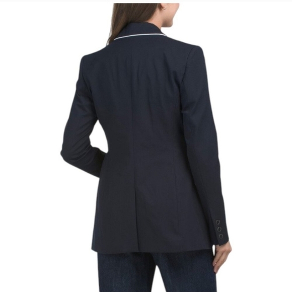 🔹️LELA ROSE🔹️Stretch Contrast Trim Navy Blazer - Picture 2 of 2